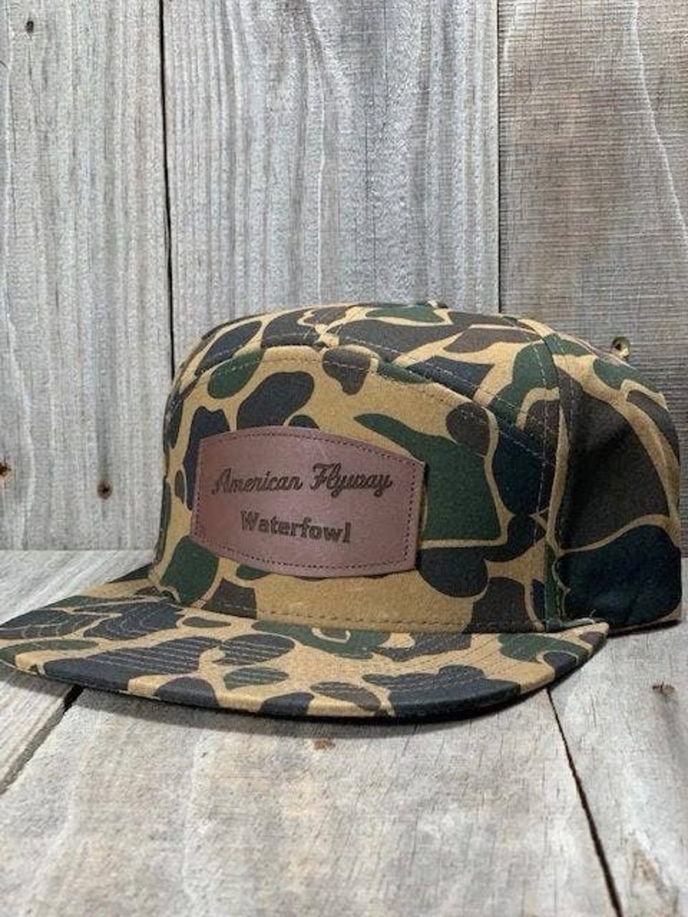 AFW 7 Panel Old School Solid Wax Cap Leather Patch Hat